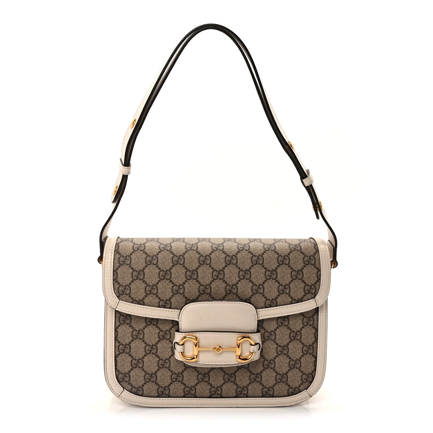 Gucci GG Supreme Monogram Horsebit 1955 Shoulder Bag Beige Mystic White