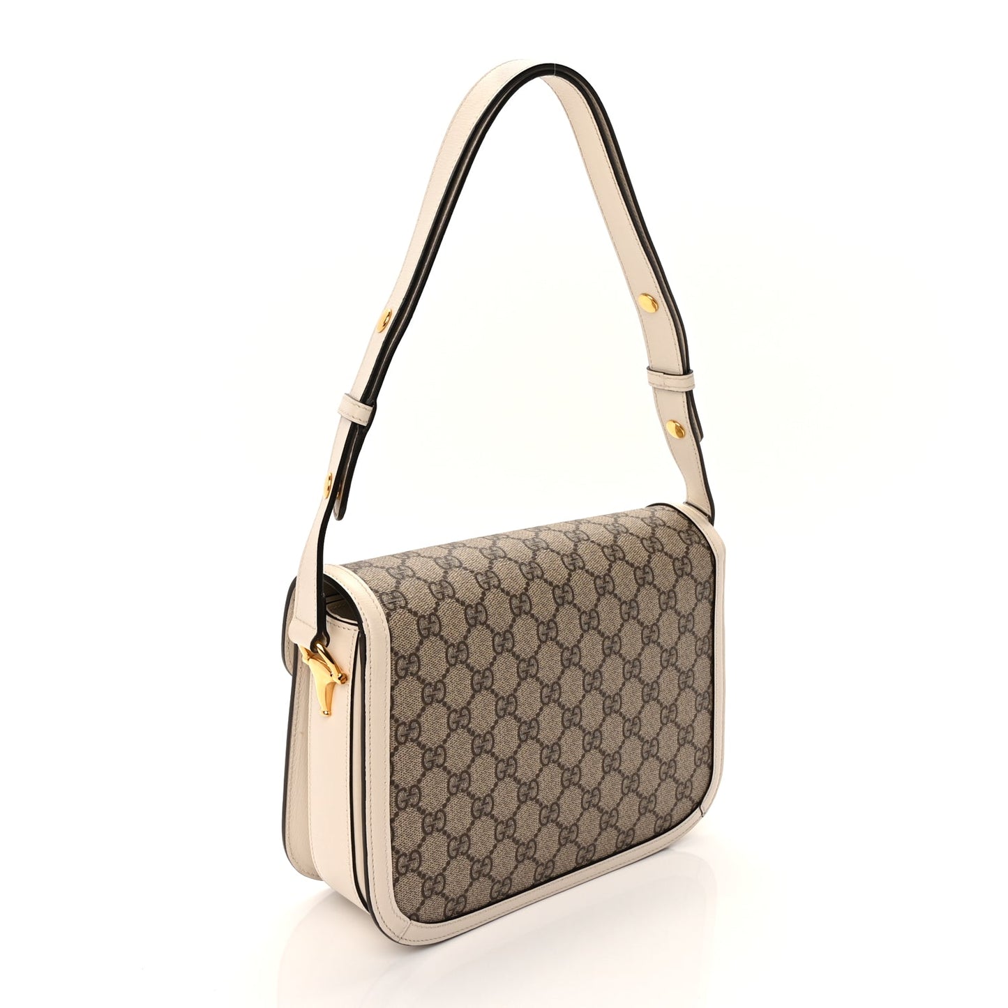 Gucci GG Supreme Monogram Horsebit 1955 Shoulder Bag Beige Mystic White