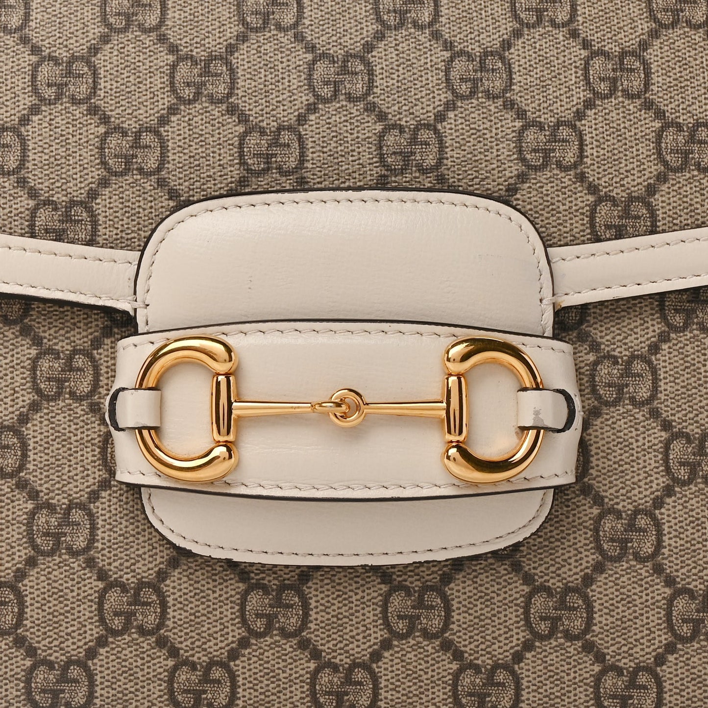Gucci GG Supreme Monogram Horsebit 1955 Shoulder Bag Beige Mystic White