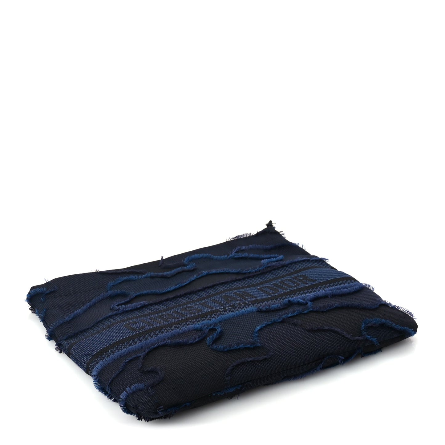 Christian Dior Canvas Embroidered Camouflage Medium Diordouble Zip Pouch Blue