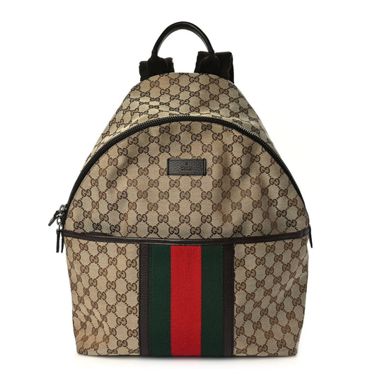 Gucci GG Monogram Web Medium Classic Backpack Brown