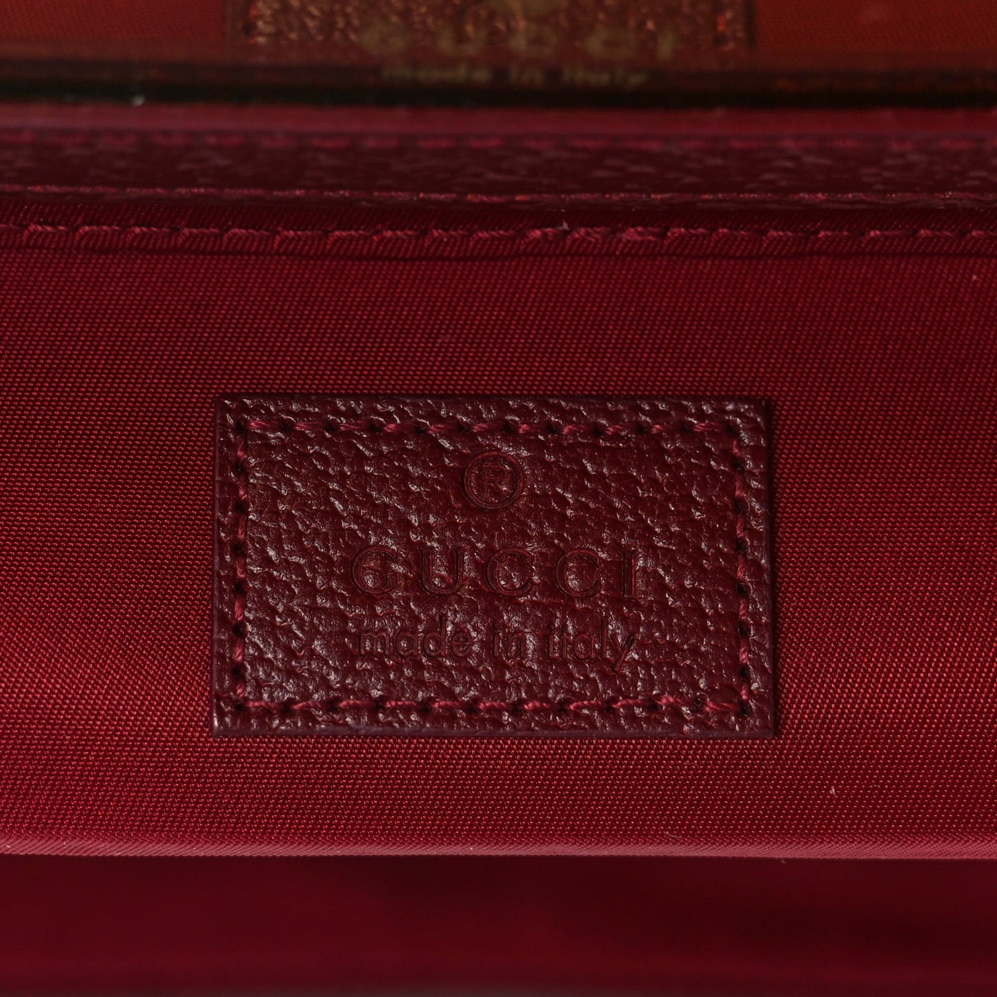 Gucci GG Supreme Monogram Ancora Calfskin Vanity Cosmetic Case Beige Ebony Rosso