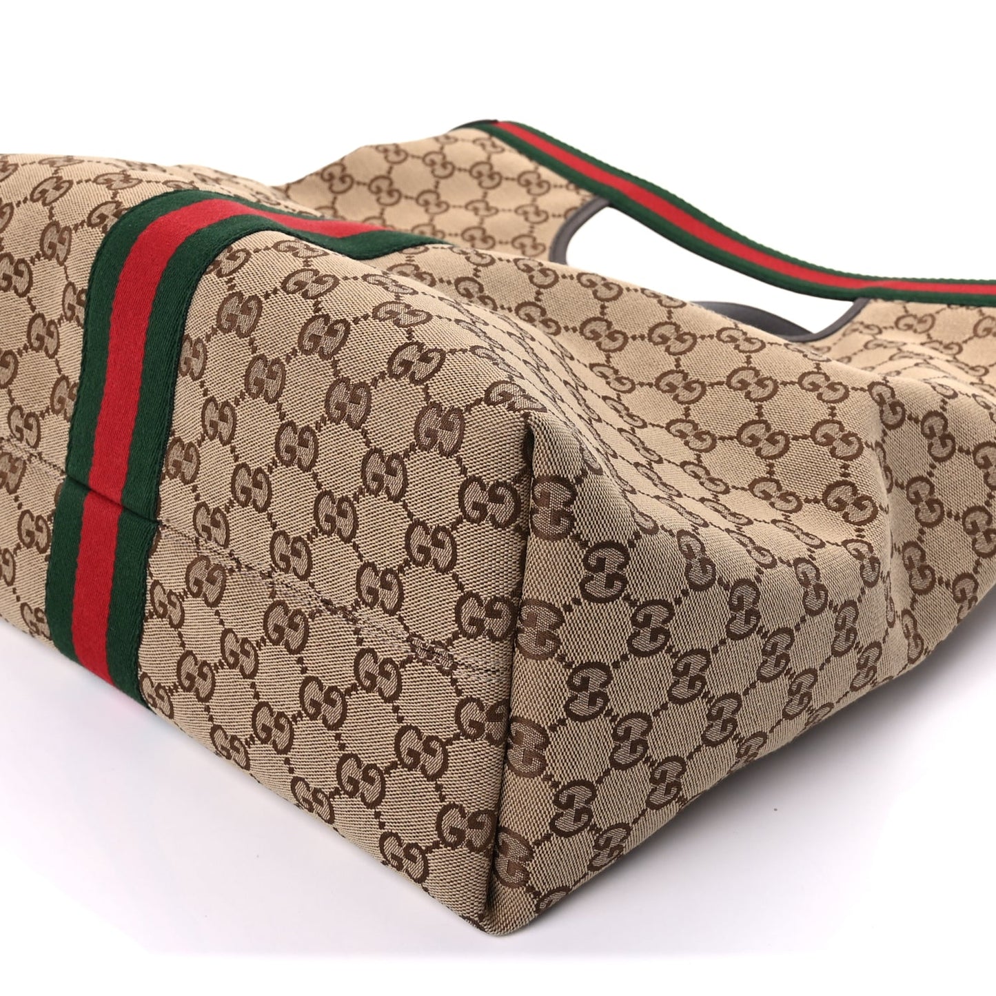 Gucci GG Monogram Web Large Giglio Tote Beige Brown