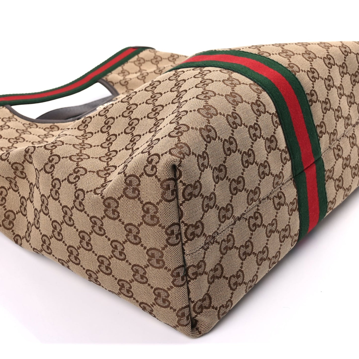 Gucci GG Monogram Web Large Giglio Tote Beige Brown