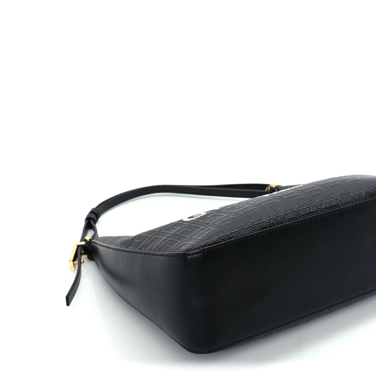 Givenchy Coated Canvas Logo 4G Embossed Small Moon Cut Out Shoulder Bag Black