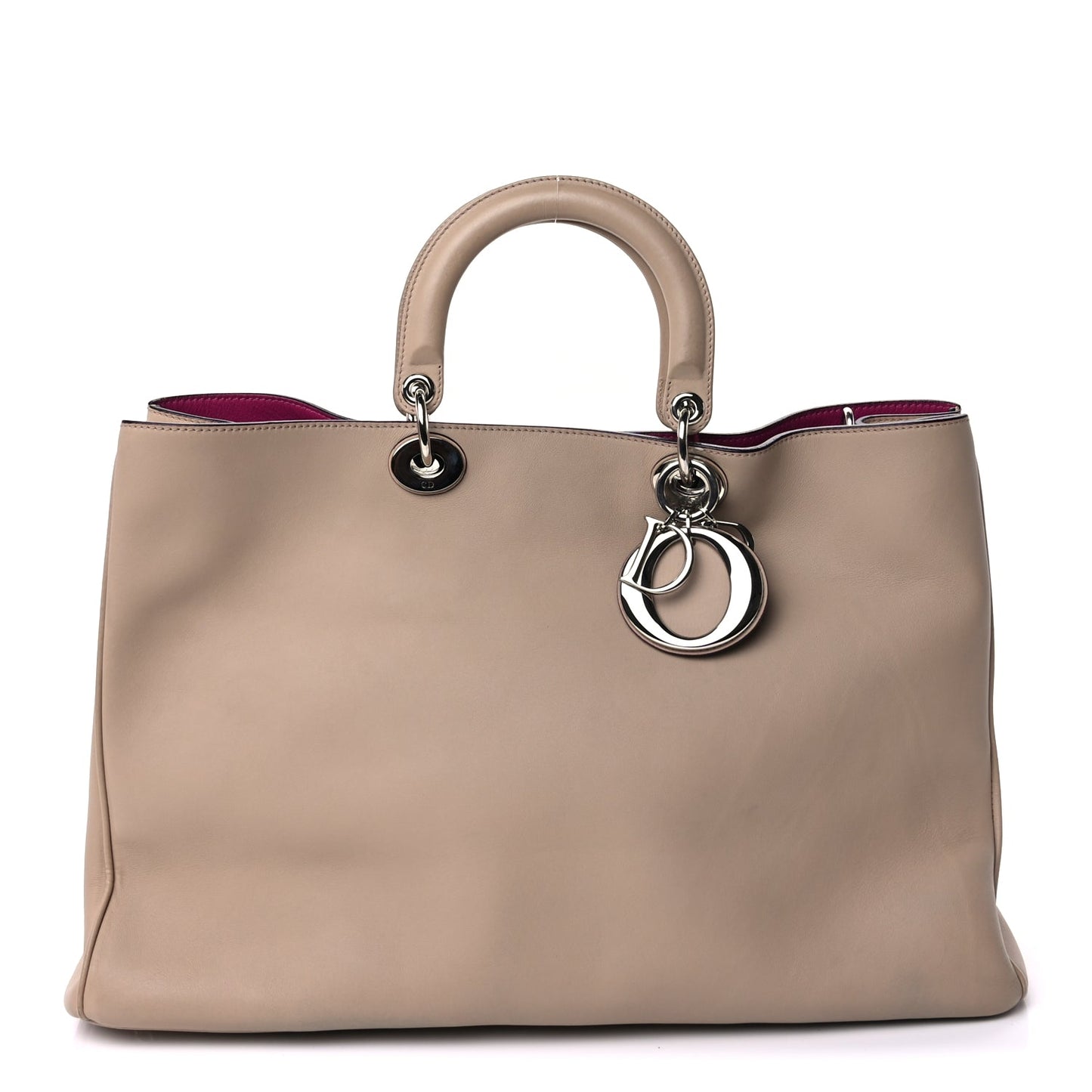 Christian Dior Smooth Calfskin Large Diorissimo Tote Beige Fuchsia