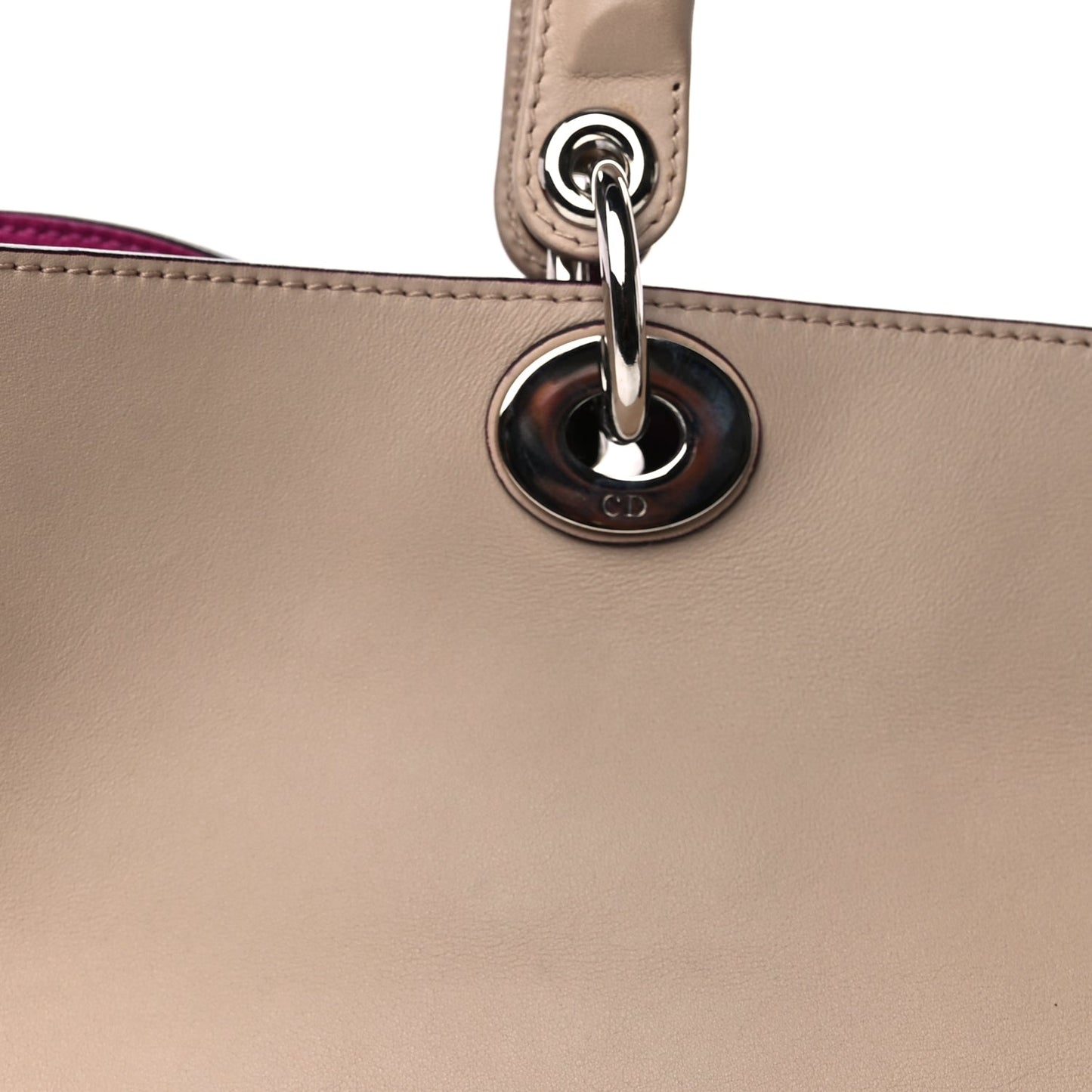 Christian Dior Smooth Calfskin Large Diorissimo Tote Beige Fuchsia