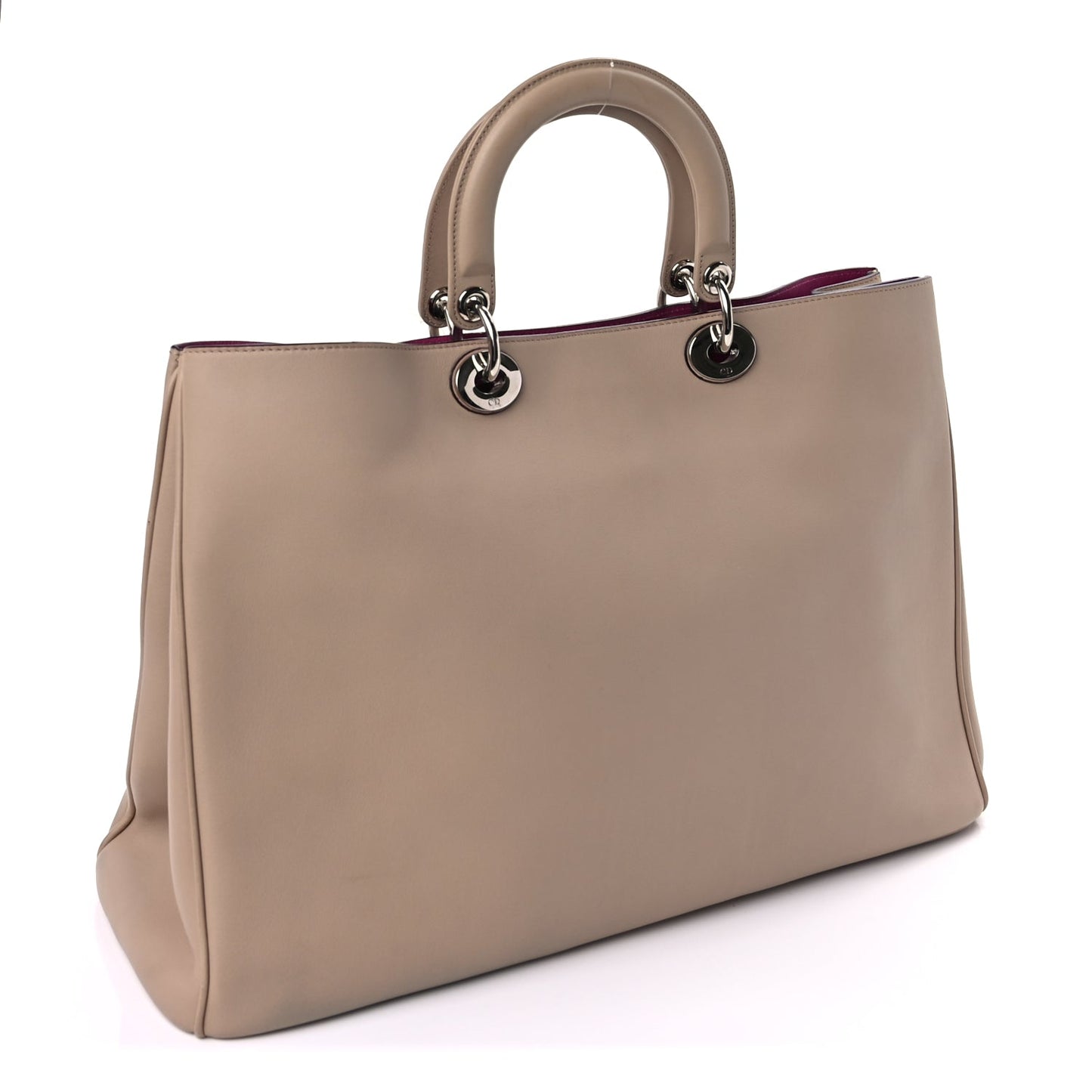 Christian Dior Smooth Calfskin Large Diorissimo Tote Beige Fuchsia