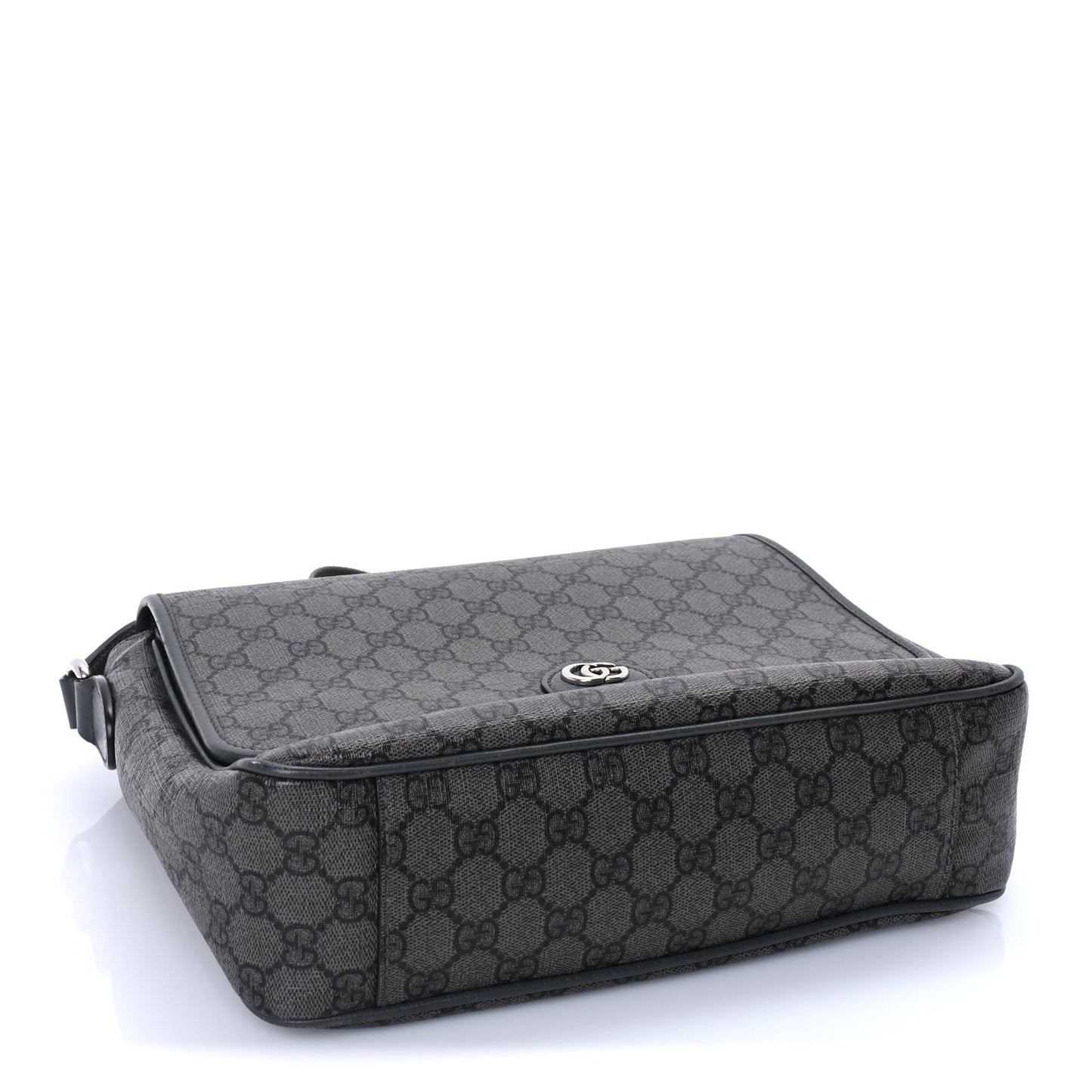Gucci Tender GG Supreme Monogram Textured Dollar Calfskin Ophidia Messenger Bag Grey Black Graphite Grey