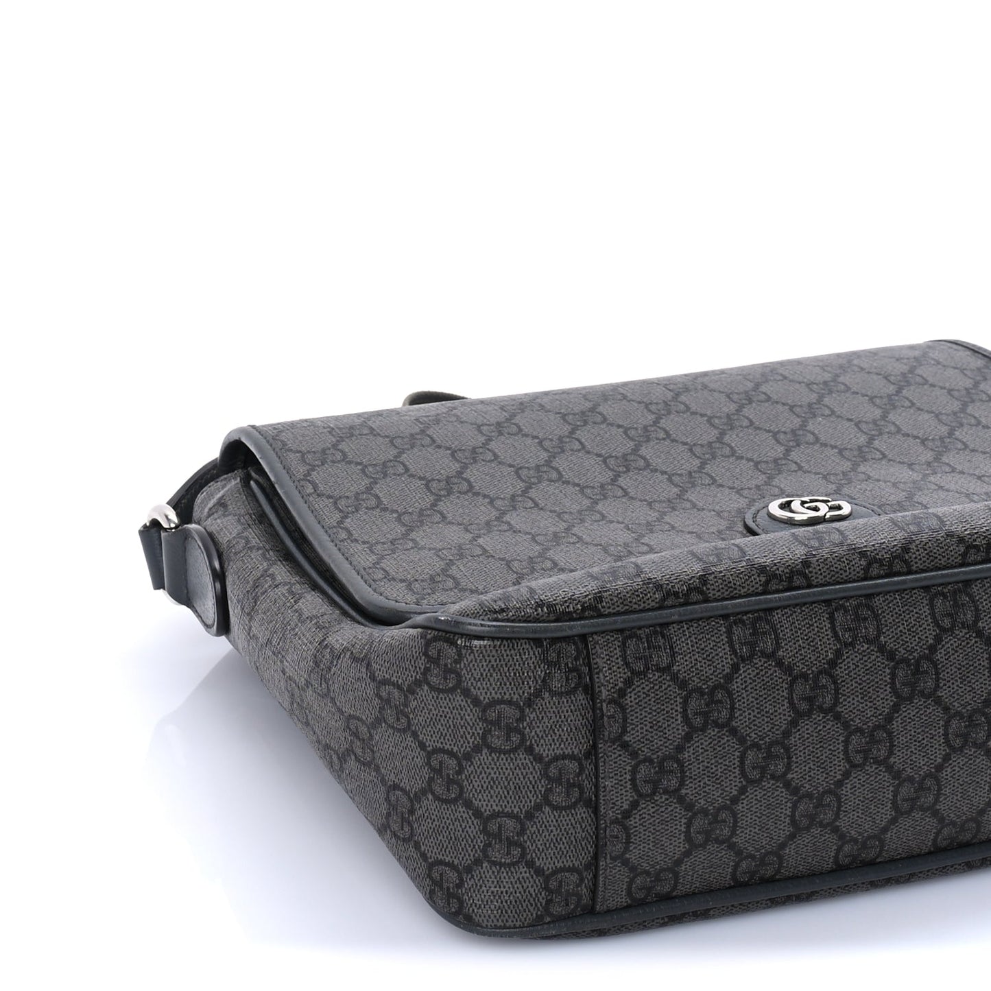 Gucci Tender GG Supreme Monogram Textured Dollar Calfskin Ophidia Messenger Bag Grey Black Graphite Grey