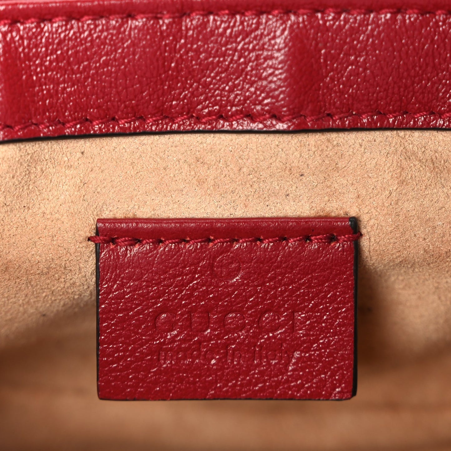 Gucci Vintage Effect Calfskin Matelasse Diagonal Super Mini Torchon GG Marmont Shoulder Bag Black Romantic Cherry