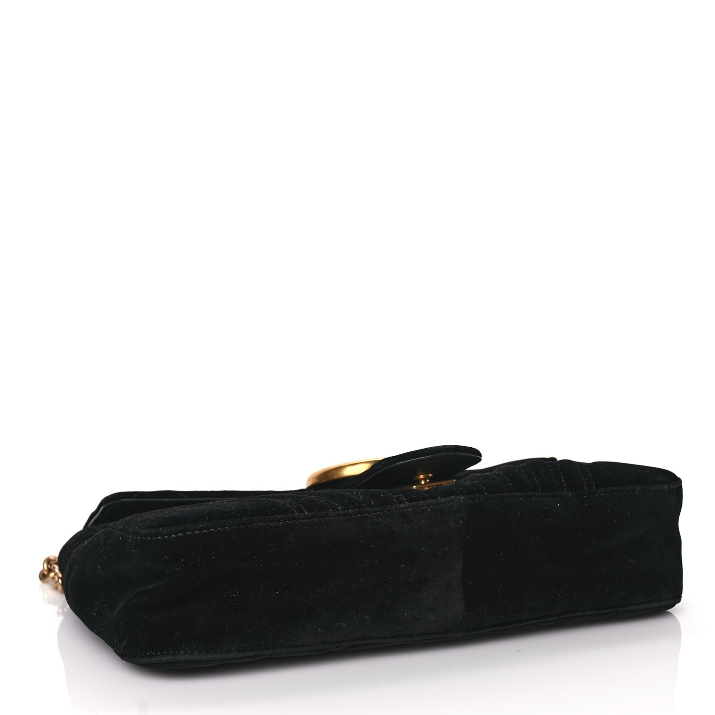 Gucci Velvet Matelasse Medium GG Marmont Shoulder Bag Black