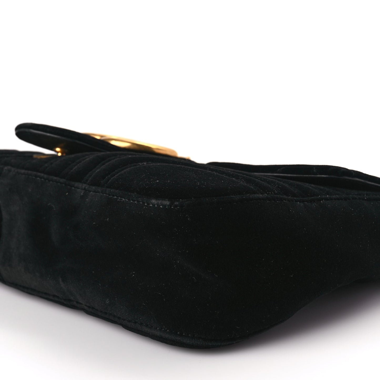 Gucci Velvet Matelasse Medium GG Marmont Shoulder Bag Black