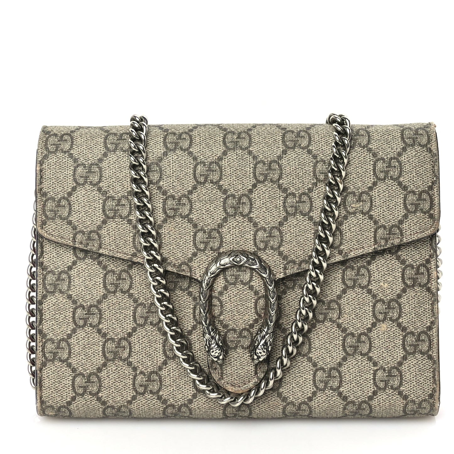 Gucci GG Supreme Monogram Mini Dionysus Chain Wallet Beige Vulcanic Red