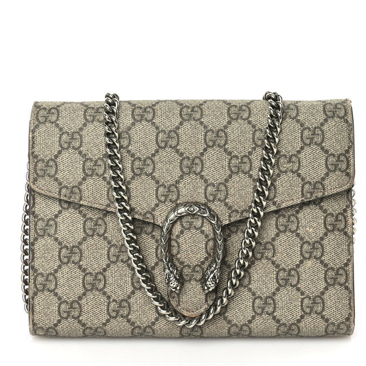 Gucci GG Supreme Monogram Mini Dionysus Chain Wallet Beige Vulcanic Red
