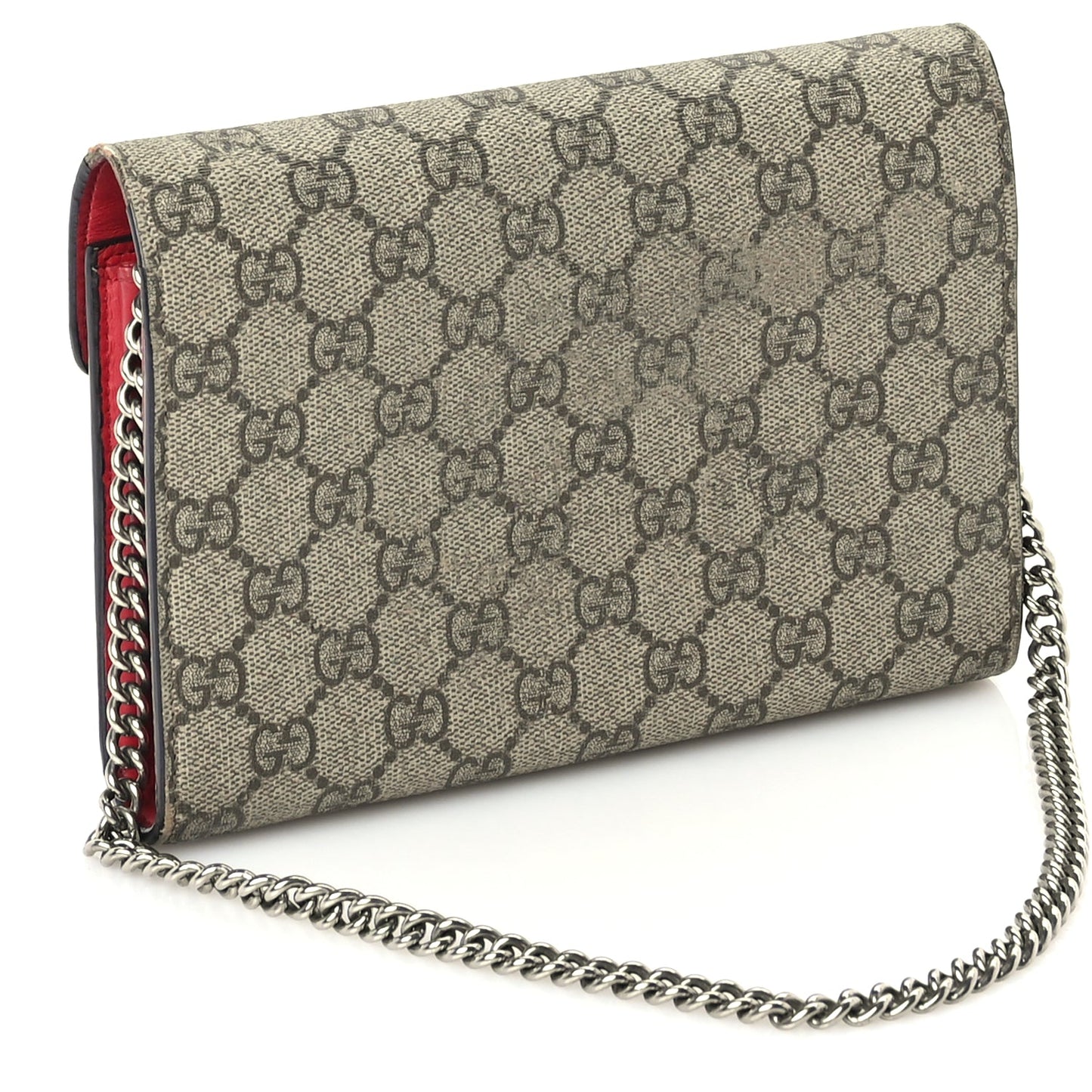 Gucci GG Supreme Monogram Mini Dionysus Chain Wallet Beige Vulcanic Red