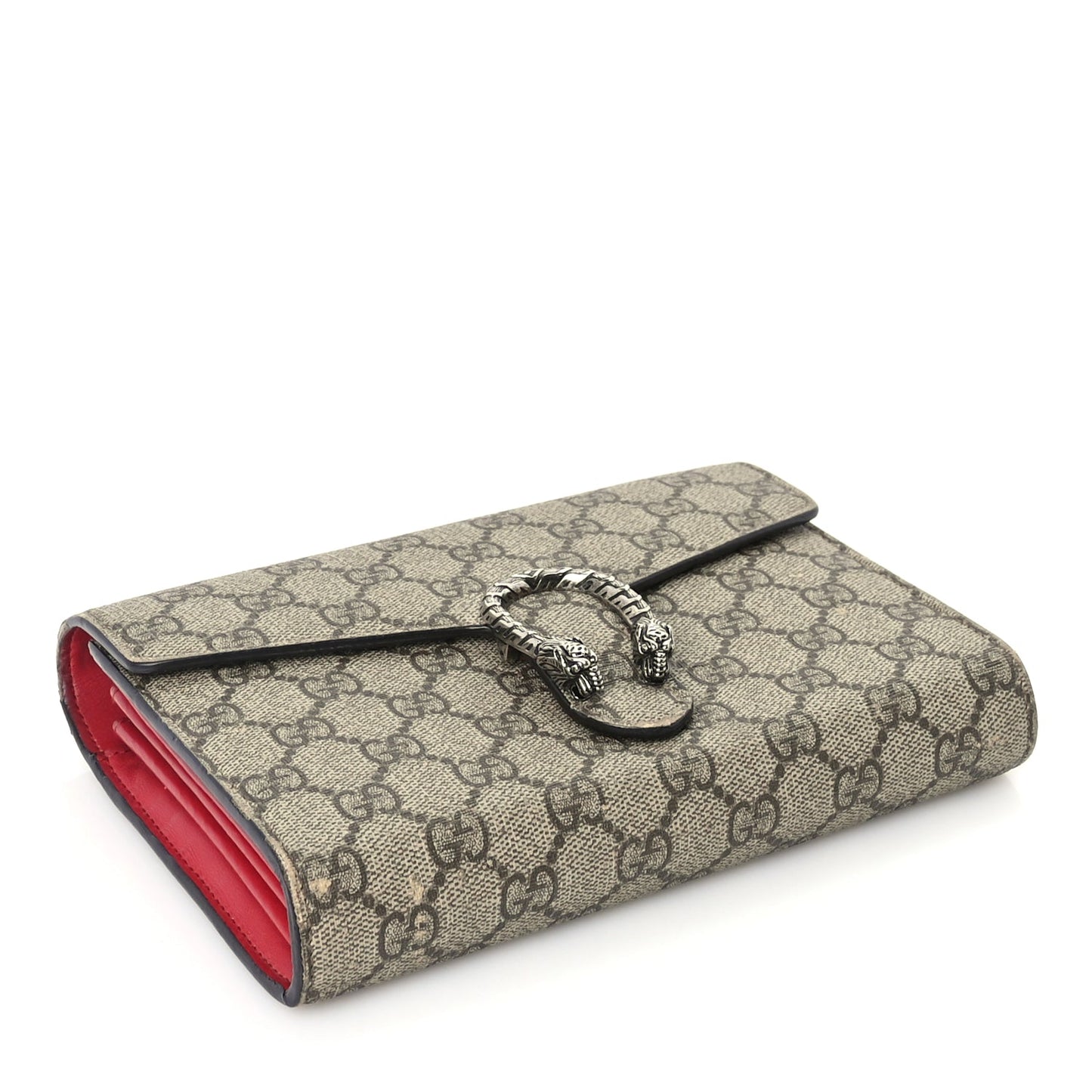 Gucci GG Supreme Monogram Mini Dionysus Chain Wallet Beige Vulcanic Red
