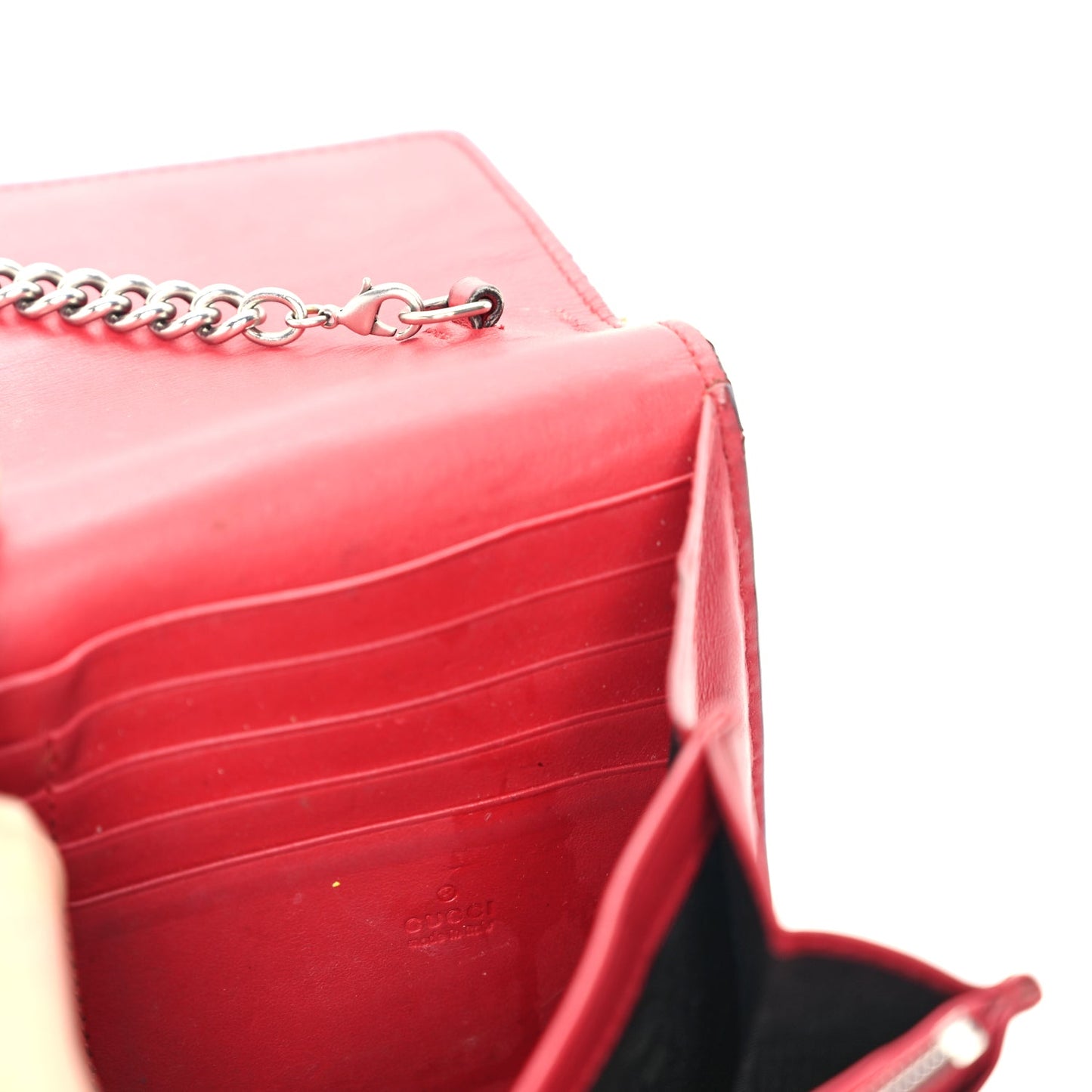 Gucci GG Supreme Monogram Mini Dionysus Chain Wallet Beige Vulcanic Red