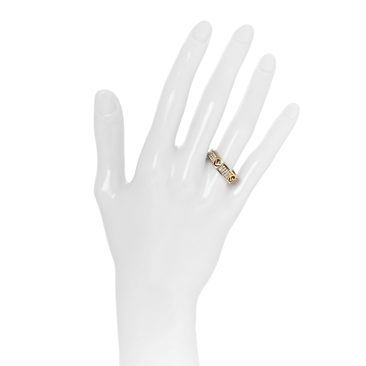 Fendi Metal Crystal FF Ring L Gold