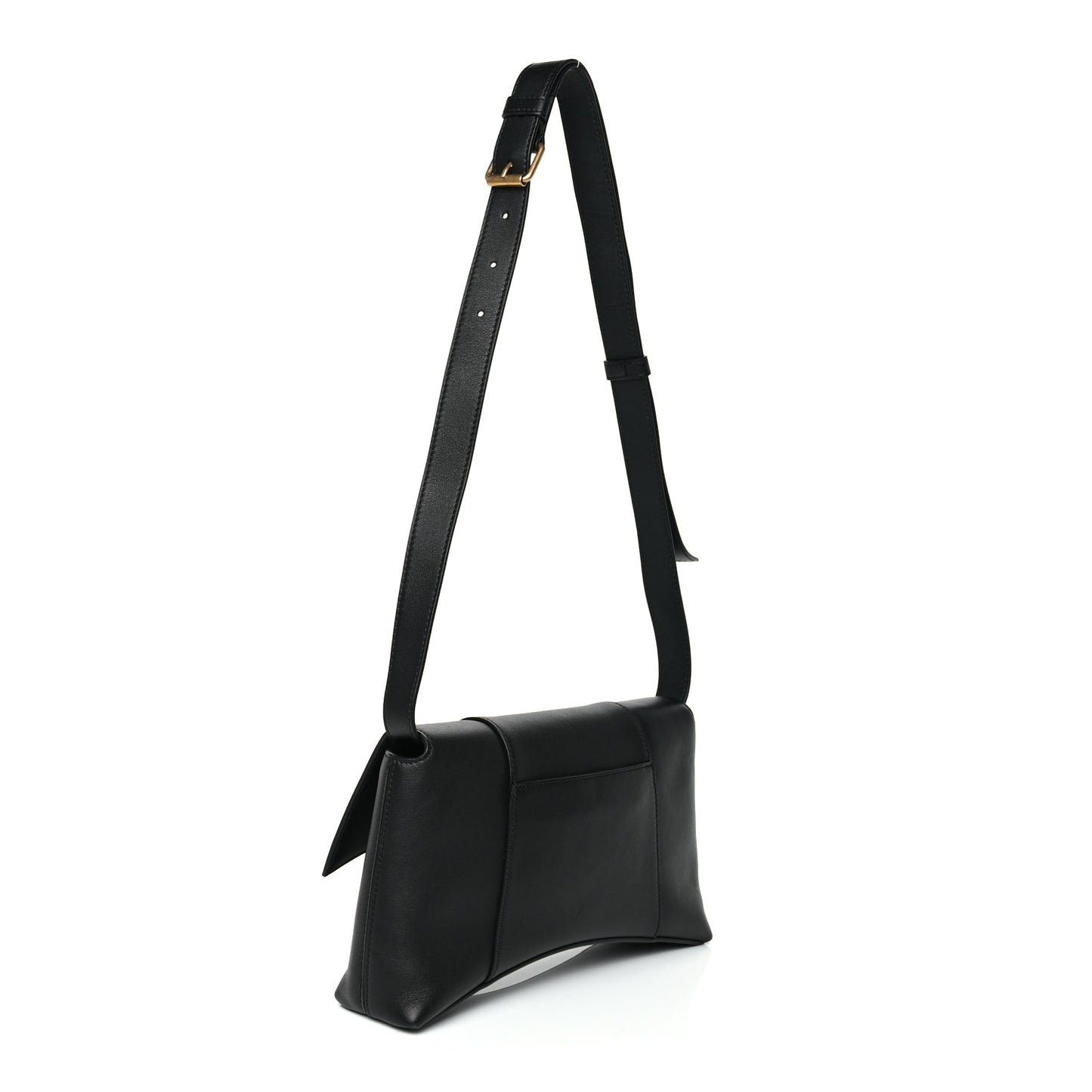 Balenciaga Semi Shiny Smooth Calfskin Small Downtown Shoulder Bag Black