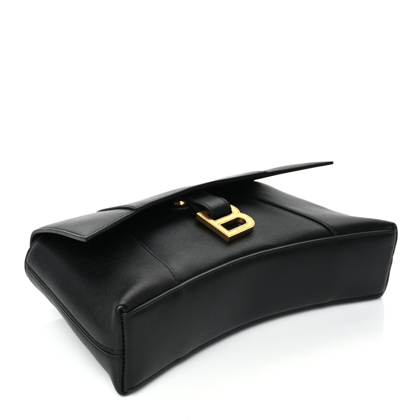 Balenciaga Semi Shiny Smooth Calfskin Small Downtown Shoulder Bag Black
