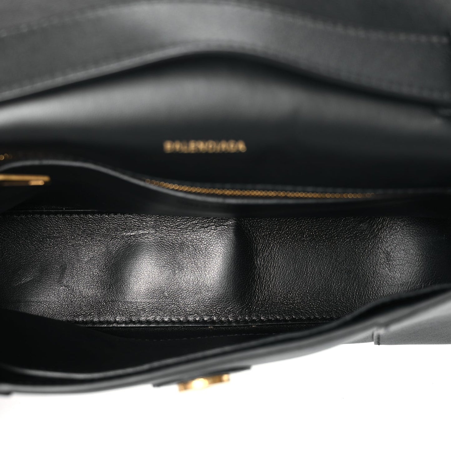 Balenciaga Semi Shiny Smooth Calfskin Small Downtown Shoulder Bag Black