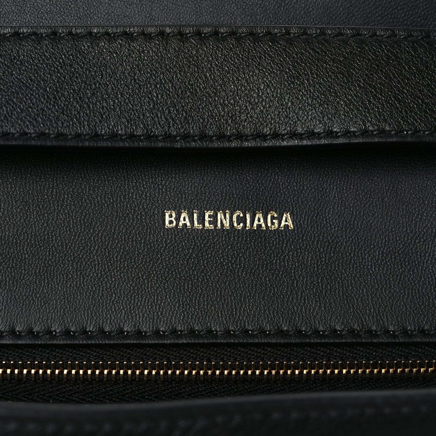 Balenciaga Semi Shiny Smooth Calfskin Small Downtown Shoulder Bag Black
