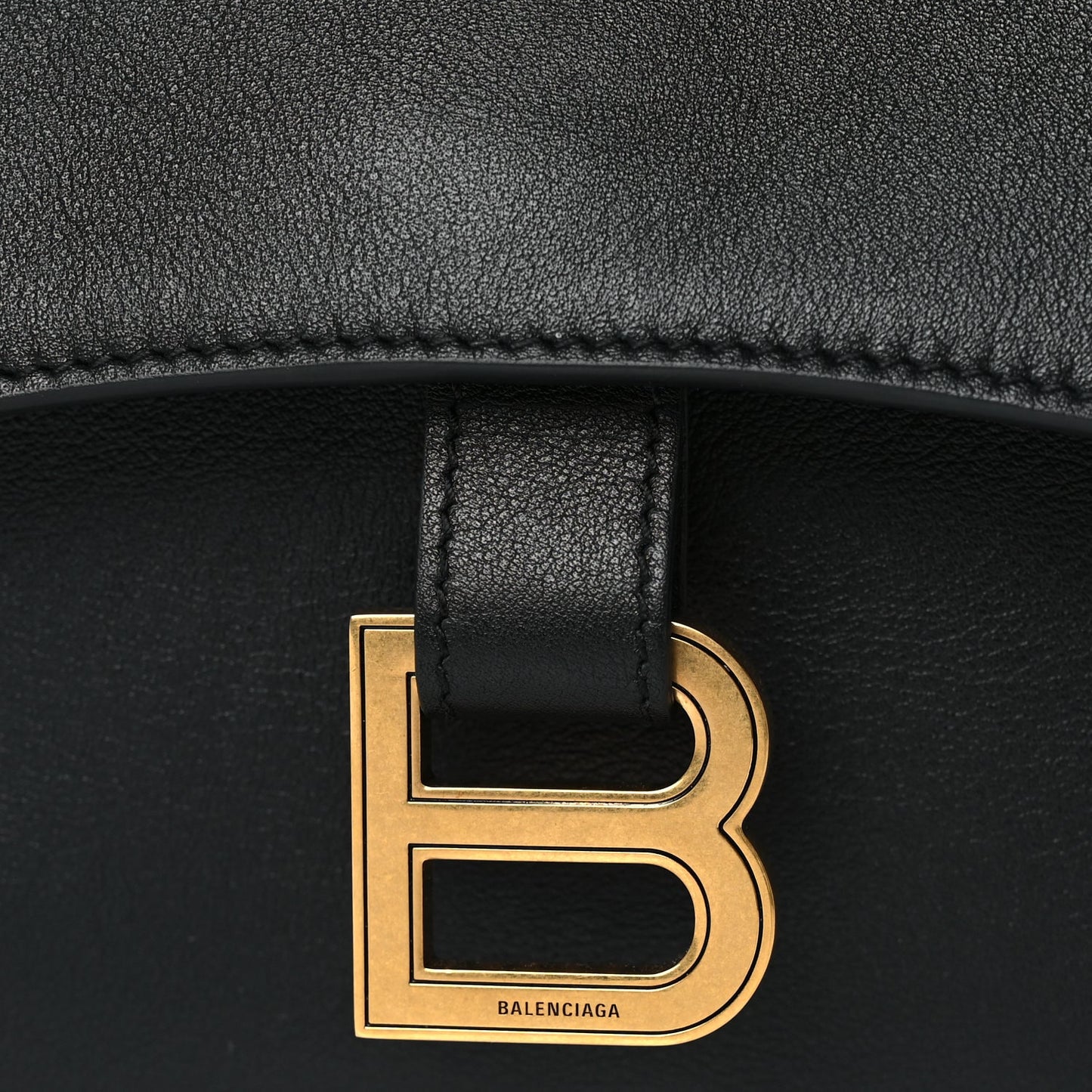 Balenciaga Semi Shiny Smooth Calfskin Small Downtown Shoulder Bag Black