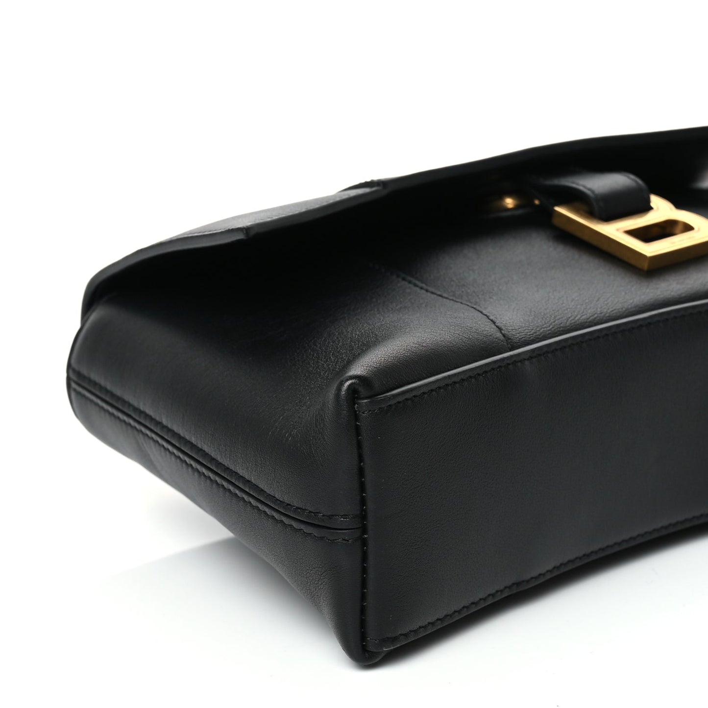 Balenciaga Semi Shiny Smooth Calfskin Small Downtown Shoulder Bag Black