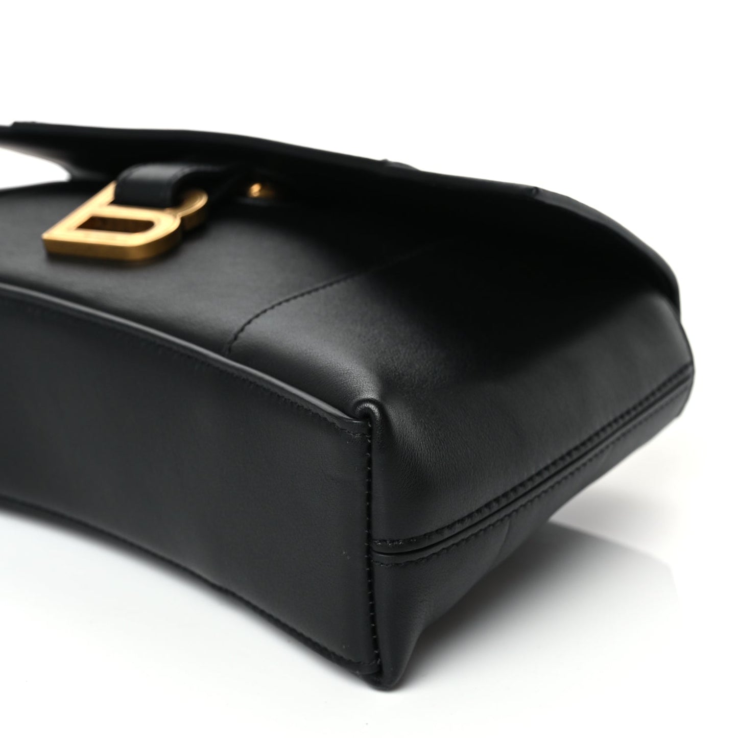 Balenciaga Semi Shiny Smooth Calfskin Small Downtown Shoulder Bag Black