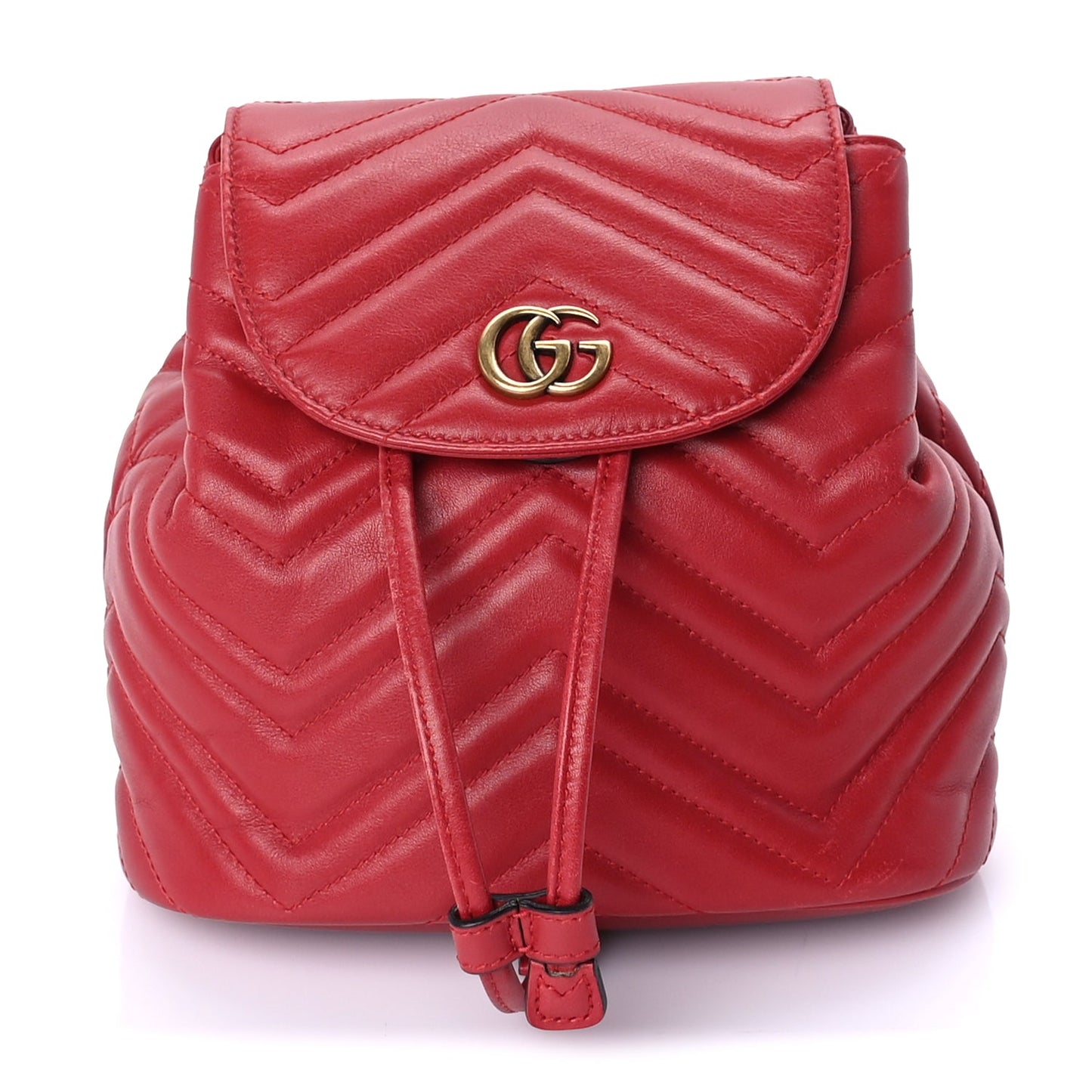 Gucci Calfskin Matelasse GG Marmont Flap Backpack Hibiscus Red