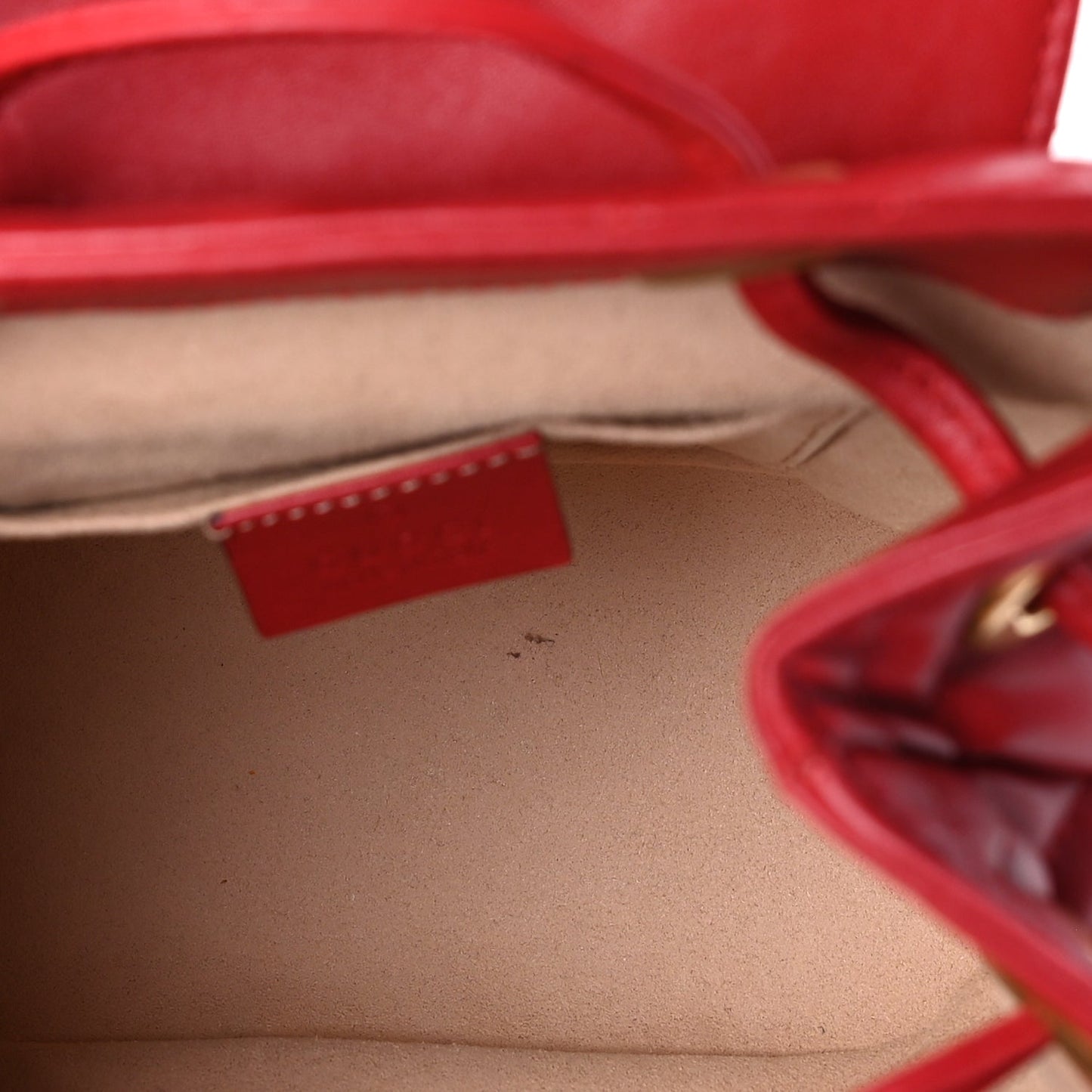 Gucci Calfskin Matelasse GG Marmont Flap Backpack Hibiscus Red