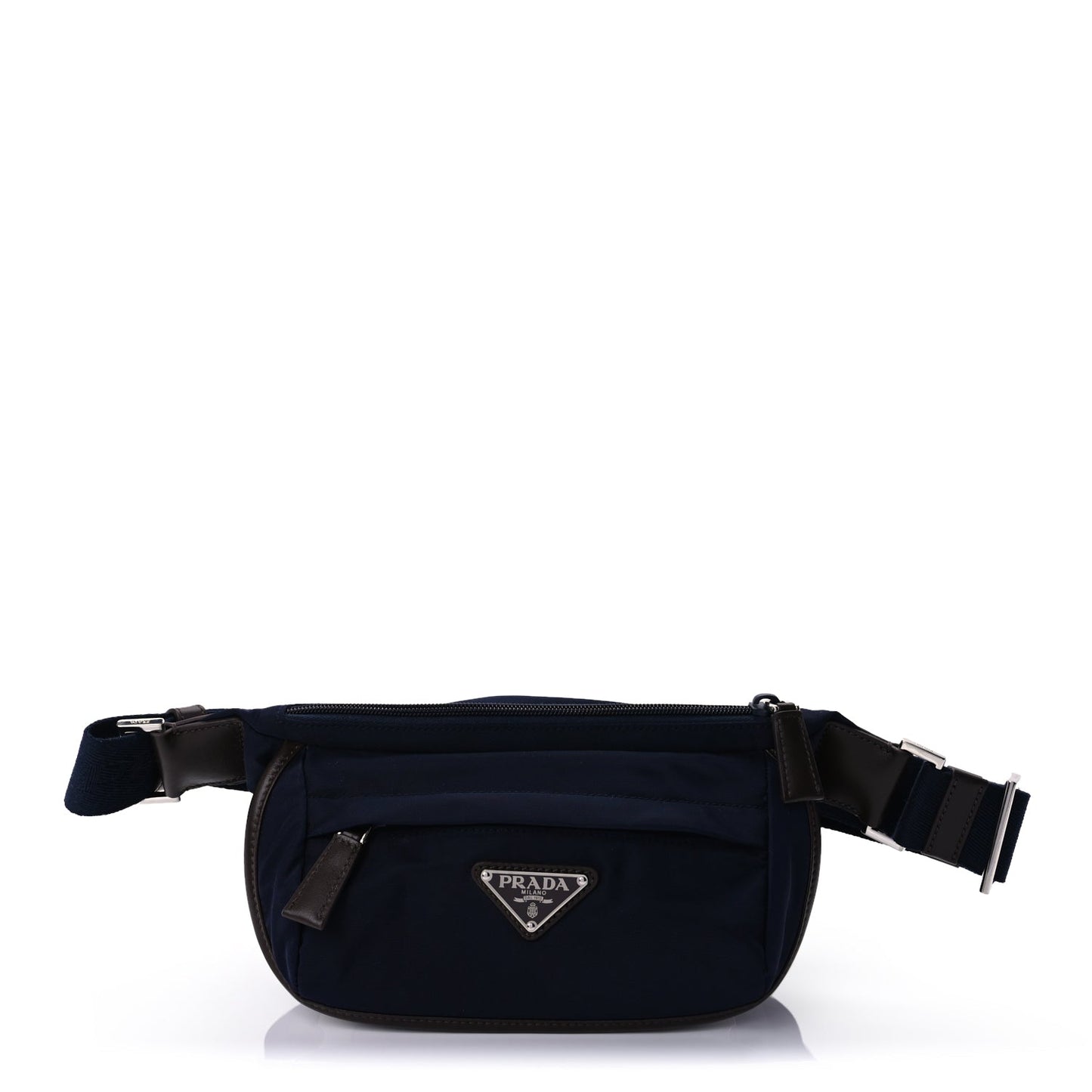Prada Re-Nylon Suede Triangle Medium Shoulder Bag Navy Brown