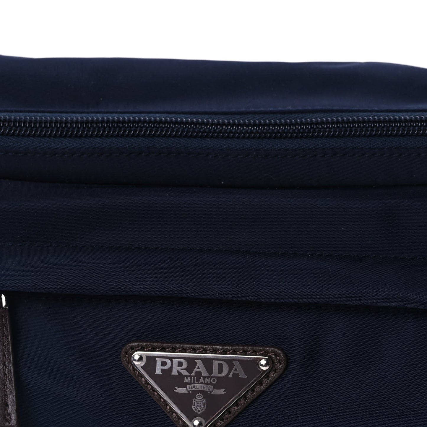 Prada Re-Nylon Suede Triangle Medium Shoulder Bag Navy Brown