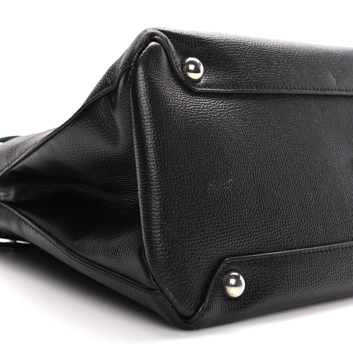 Burberry Derby Calfskin House Check Medium Banner Tote Black Sea Green