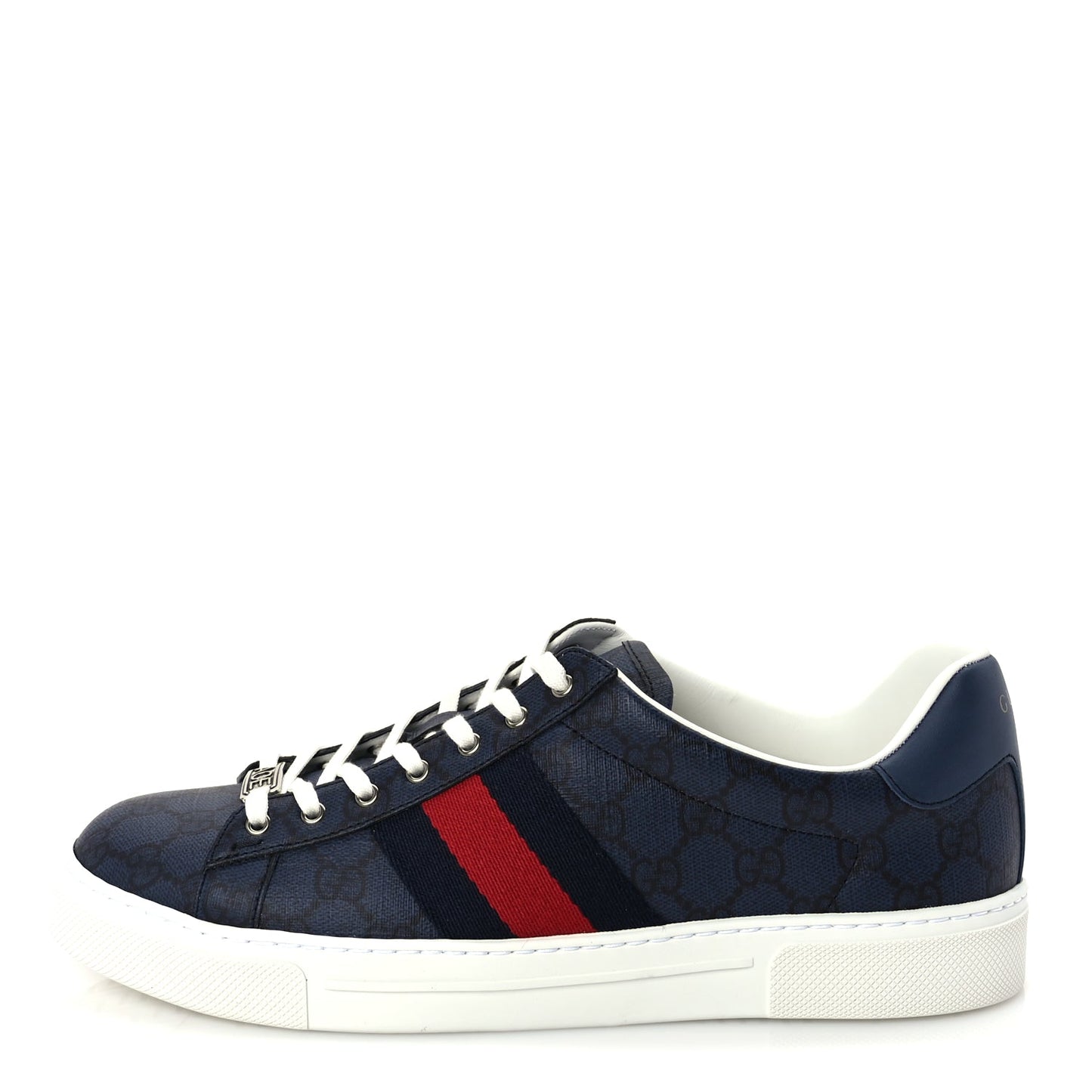 Gucci GG Supreme Monogram Web Mens New Ace Sneakers 8  Dark Blue