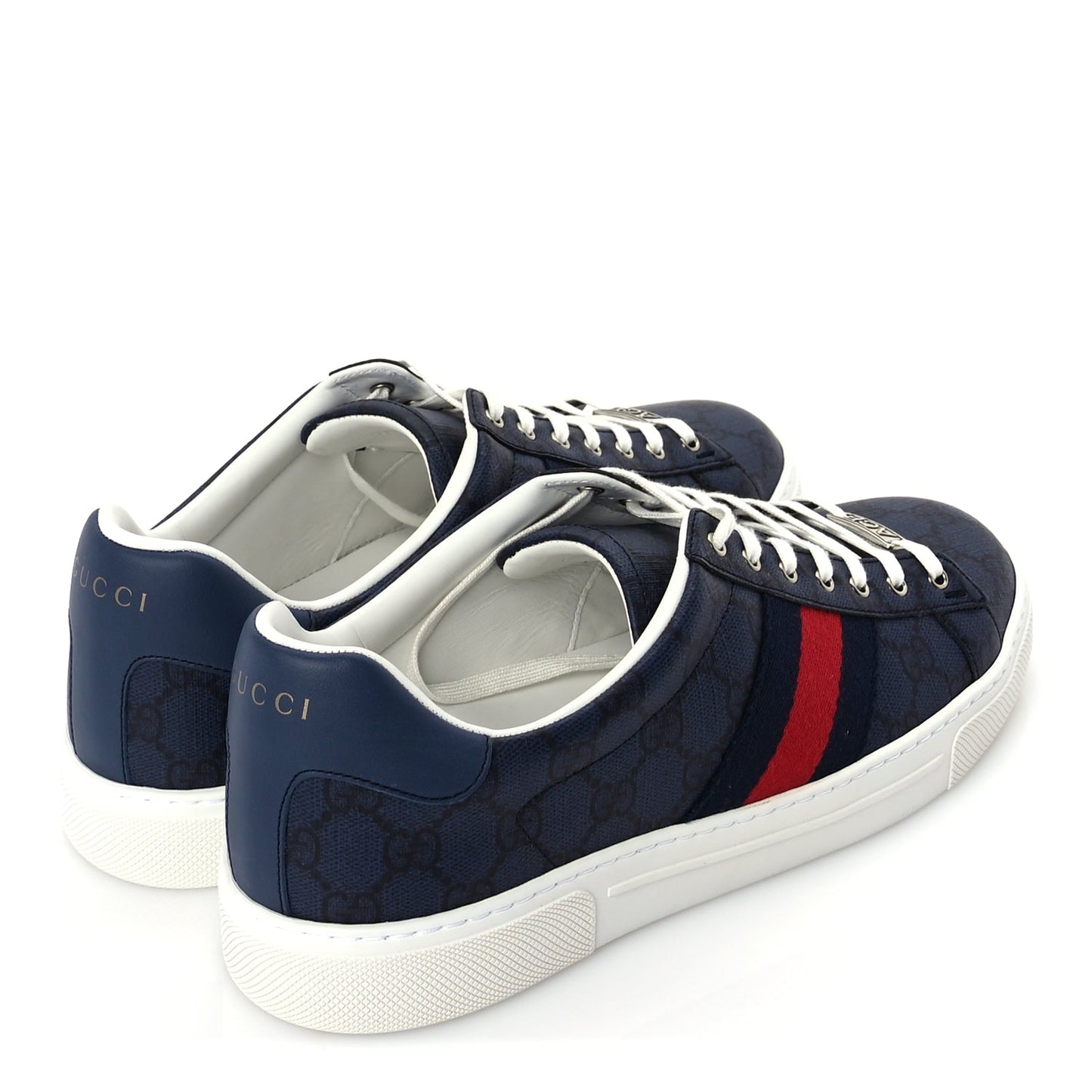 Gucci GG Supreme Monogram Web Mens New Ace Sneakers 8  Dark Blue