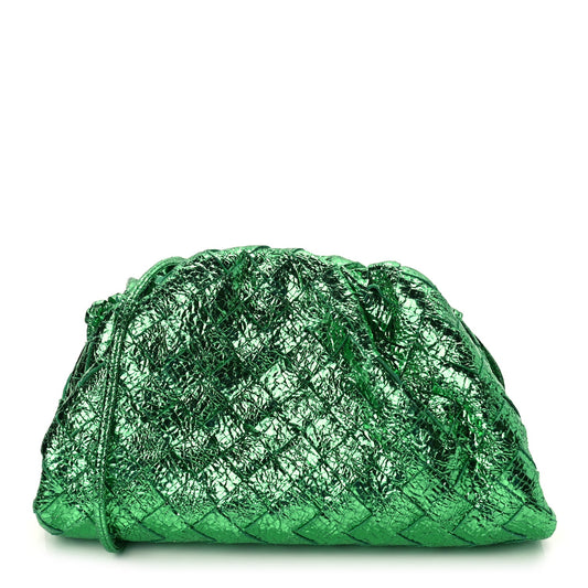 Bottega Veneta Metallic Nappa Intrecciato The Mini Pouch Parakeet