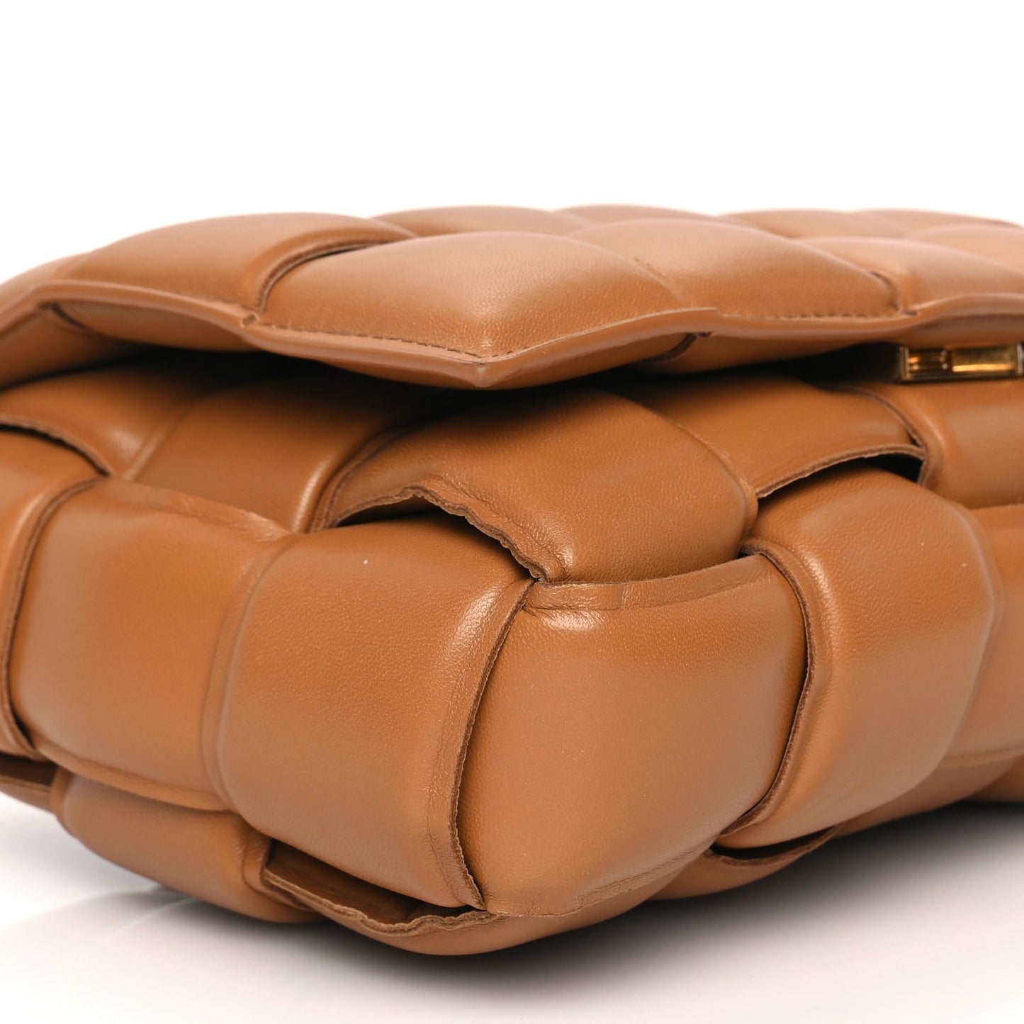 Bottega Veneta Nappa Maxi Intreccio Padded Cassette Crossbody Bag Caramel