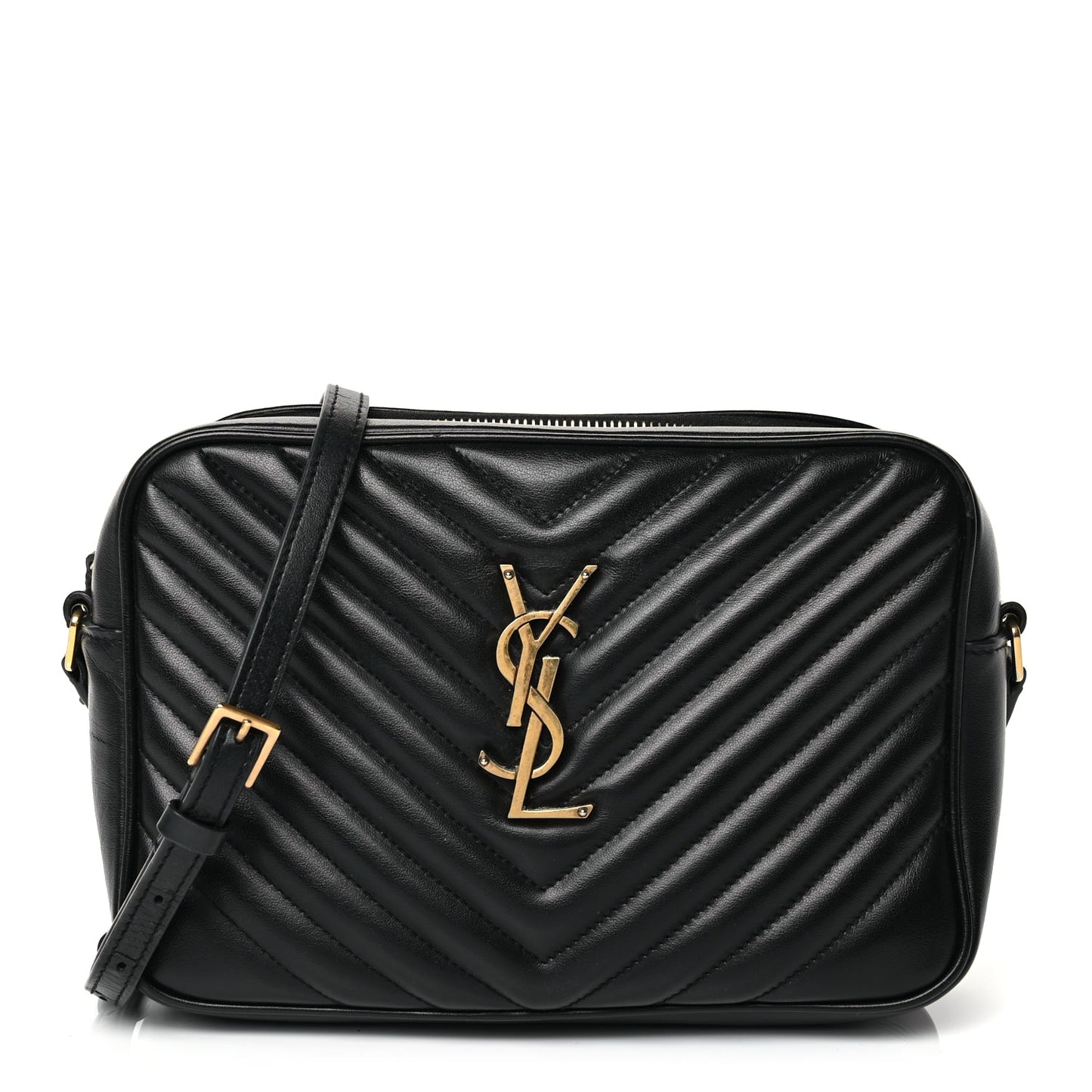 Saint Laurent Calfskin Matelasse Monogram Lou Camera Bag Black