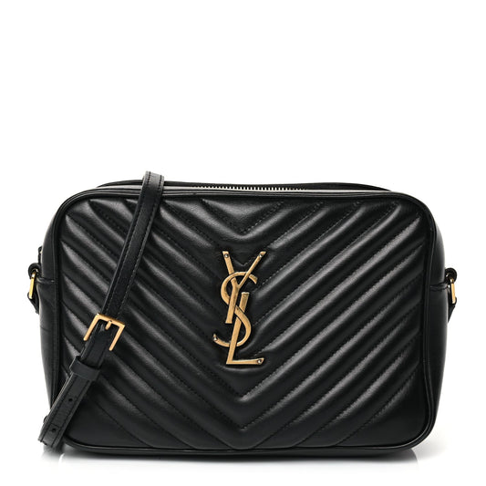 Saint Laurent Calfskin Matelasse Monogram Lou Camera Bag Black