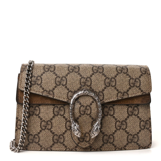 Gucci GG Supreme Monogram Super Mini Dionysus Shoulder Bag Taupe