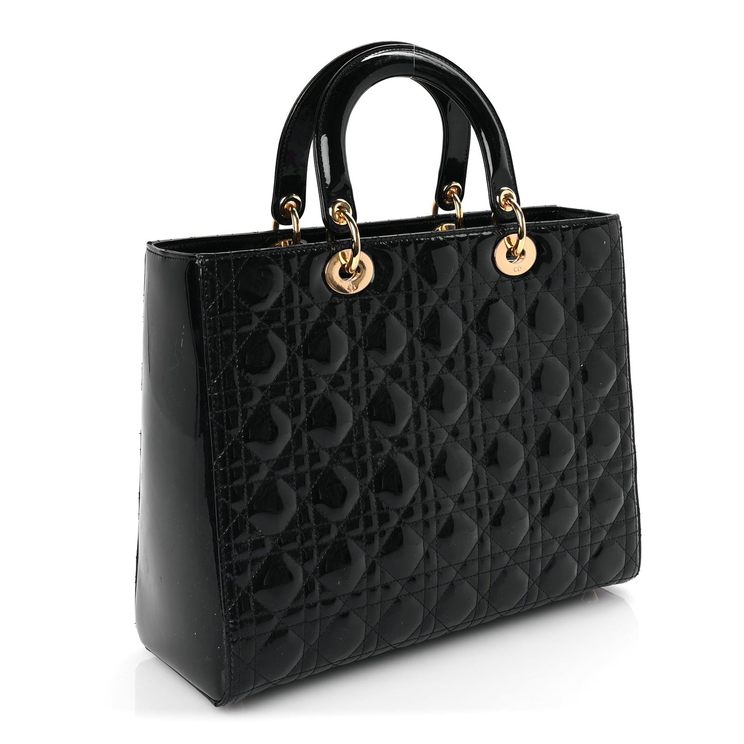 Christian Dior Patent Cannage Large Lady Dior Black