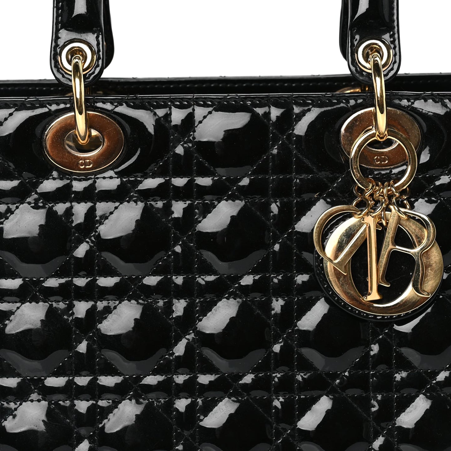 Christian Dior Patent Cannage Large Lady Dior Black