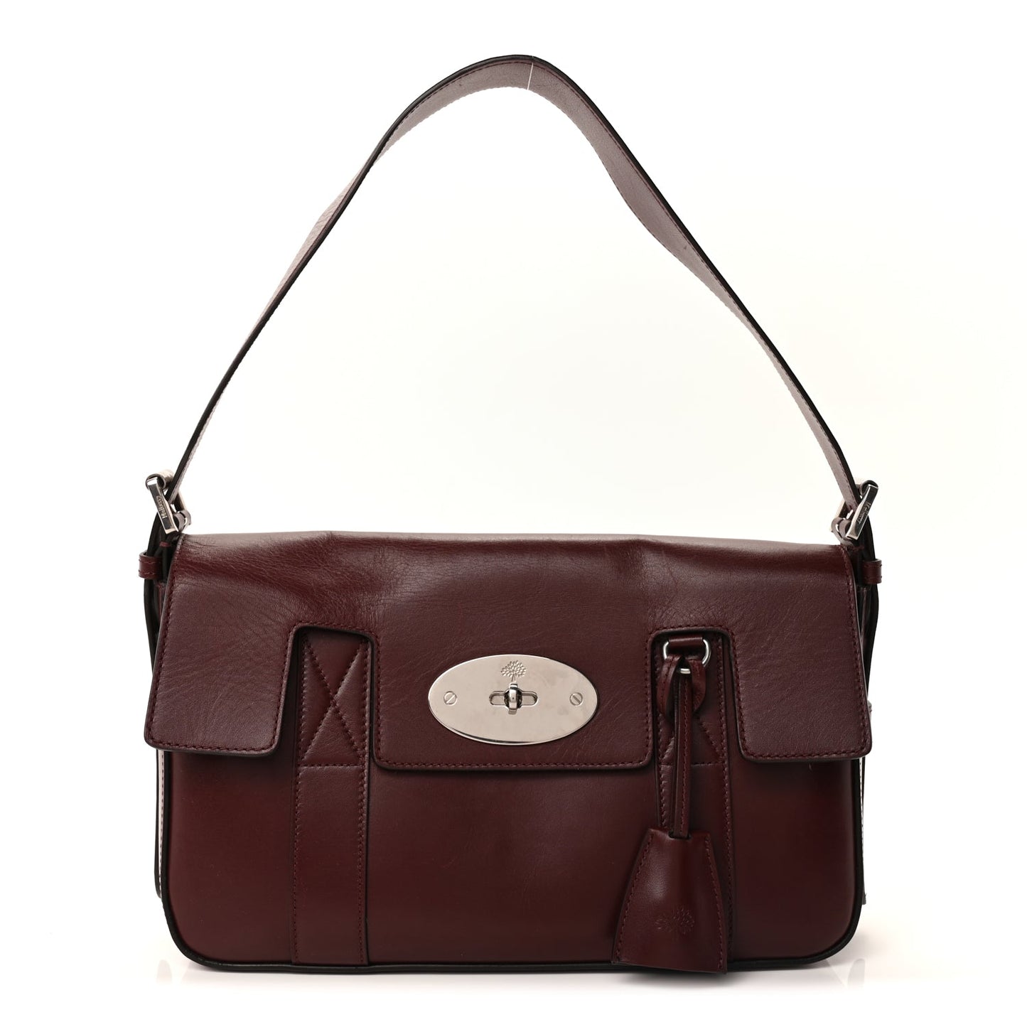 Mulberry Shiny Smooth Calfskin East West Bayswater  Black Cherry