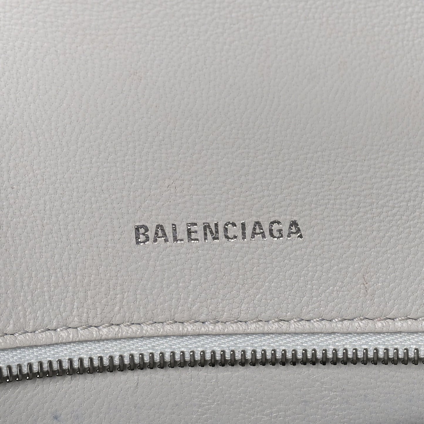 Balenciaga Shiny Box Calfskin Tonal B Small Hourglass Top Handle Bag  White