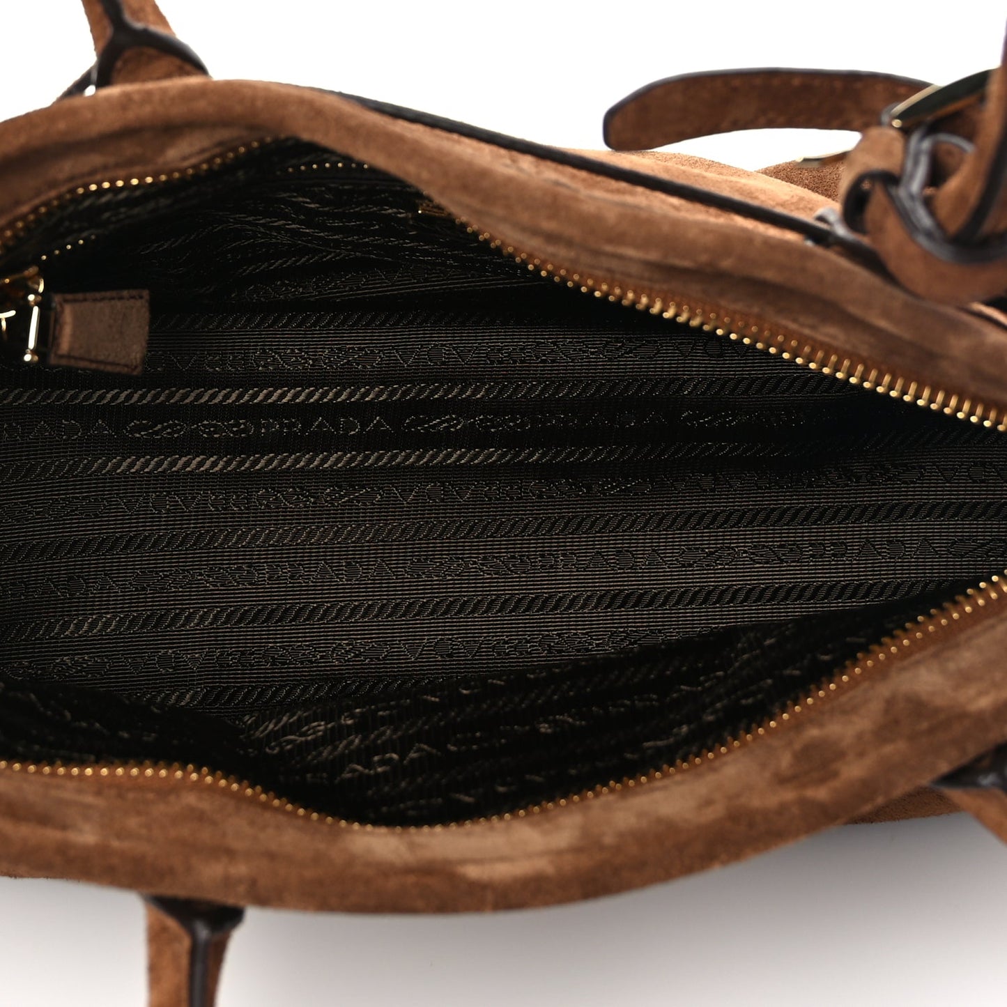Prada Suede Triangle Medium Bonnie Shoulder Bag Cacao
