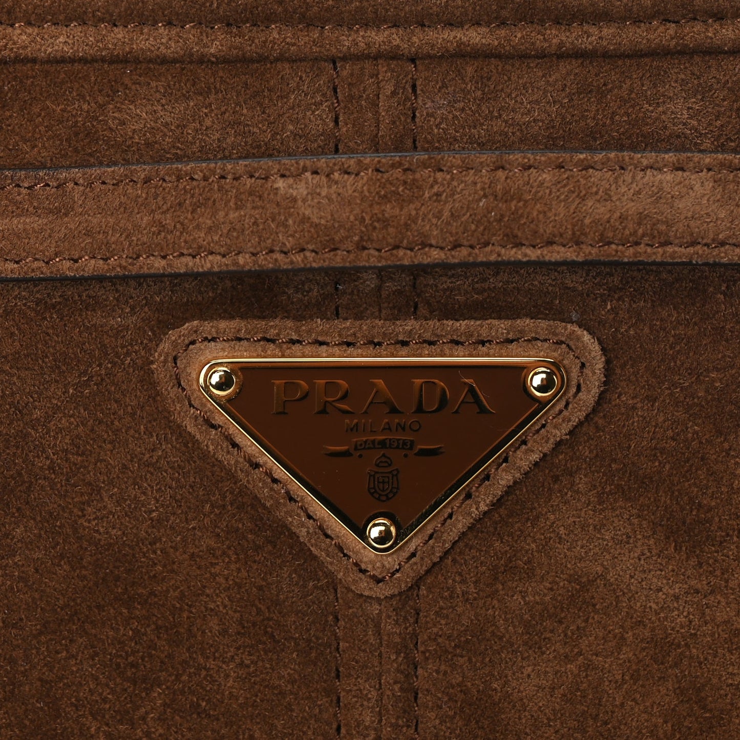 Prada Suede Triangle Medium Bonnie Shoulder Bag Cacao