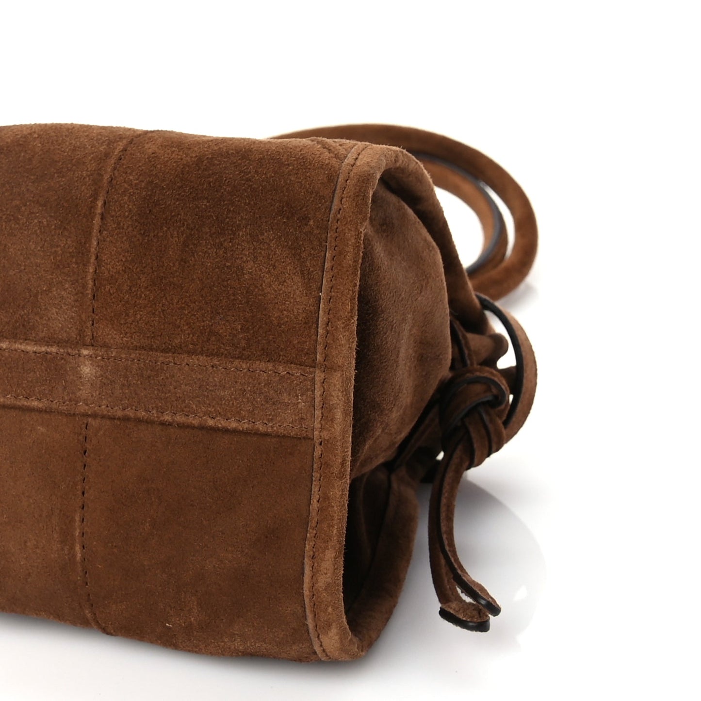 Prada Suede Triangle Medium Bonnie Shoulder Bag Cacao