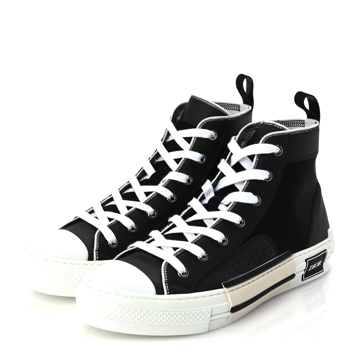 Christian Dior Nylon Calfskin Mens B23 High Top Sneakers 42.5 Black